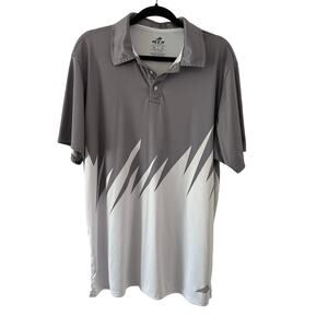 BTX Sports Gray & White Mens Polo Shirt Golf Athletic Size XL Quick Dry